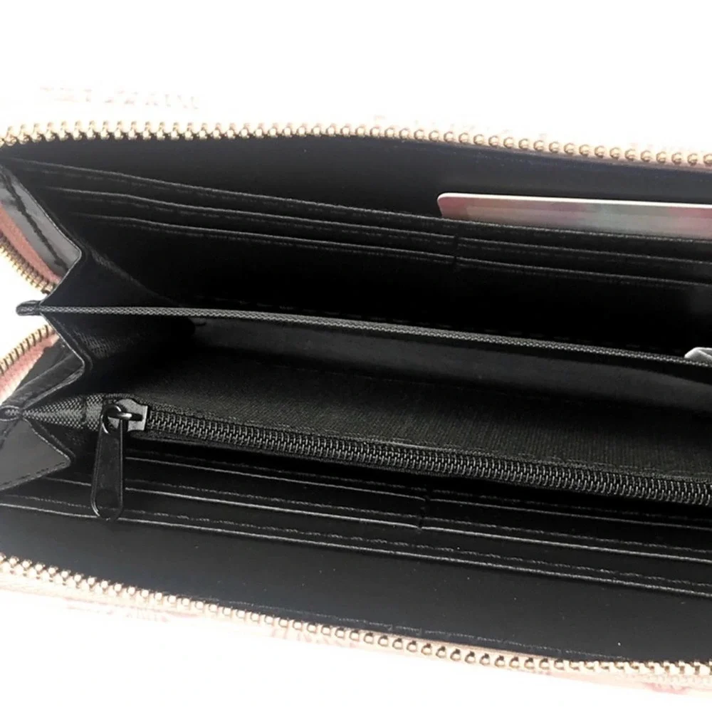 1 LEFT! Pink Butterfly Embossed Faux Leather Women’s Zippered Cute Summer Wallet - Picture 3 of 3